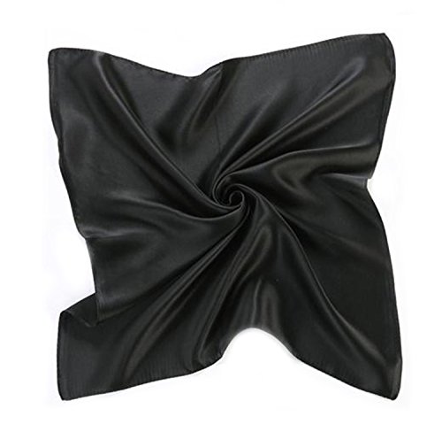 MEISHINE® 52 * 52cm Damen Elegant Seide Halstuch Seidenschal aus 100% Reiner Seide (Schwarz) von MEISHINE