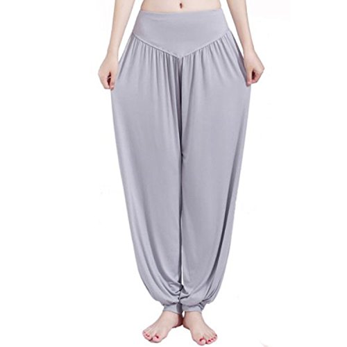 MEISHINE® Damen Modal Elastisch Haremshose Pluderhose Pumphose Ideal für Sport Yoga Tanz Jogging Dance (3XL, Hell Grau) von MEISHINE