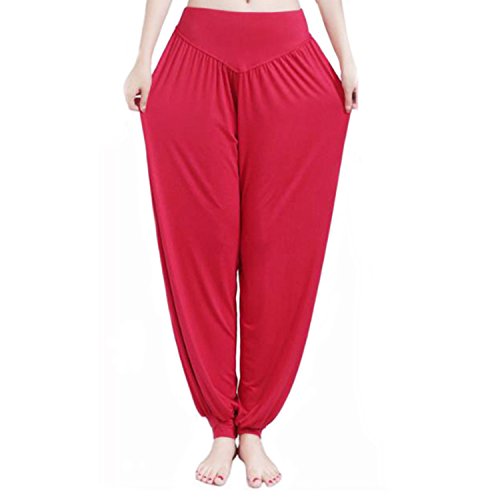 MEISHINE® Damen Modal Elastisch Haremshose Pluderhose Pumphose Ideal für Sport Yoga Tanz Jogging Dance (L, Weinrot) von MEISHINE