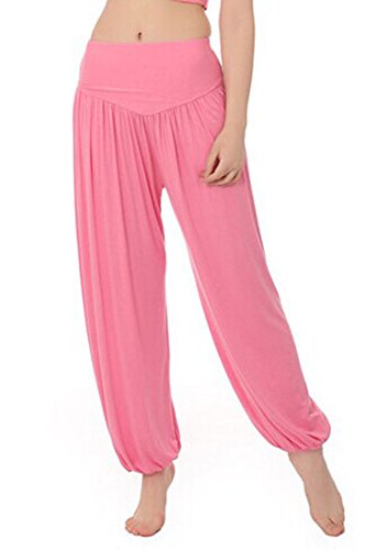 MEISHINE® Damen Modal Elastisch Haremshose Pluderhose Pumphose Ideal für Sport Yoga Tanz Jogging Dance (Size M, Rosa) von MEISHINE