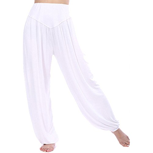 MEISHINE® Damen Modal Elastisch Haremshose Pluderhose Pumphose Ideal für Sport Yoga Tanz Jogging Dance (Size XXXL, Weiß) von MEISHINE