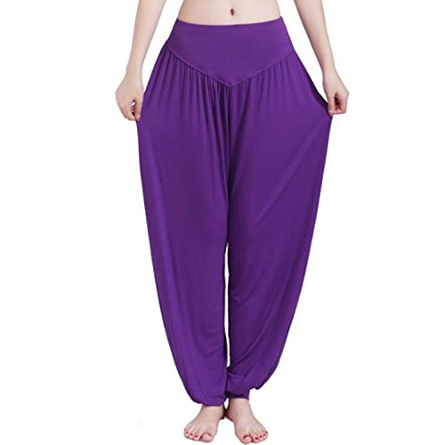 MEISHINE® Damen Modal Elastisch Haremshose Pluderhose Pumphose Ideal für Sport Yoga Tanz Jogging Dance (XL, Lila) von MEISHINE