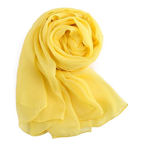 MEISHINE® 180 * 110cm Damen Elegant Seidenschal – Frauen Pashmina aus 100% Reiner Seide (Gelb) von MEISHINE