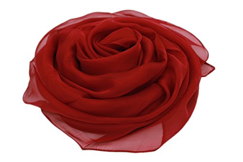 MEISHINE® 180 * 110cm Damen Elegant Seidenschal – Frauen Pashmina aus 100% Reiner Seide (Rot) von MEISHINE