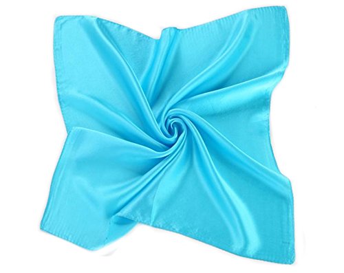 MEISHINE® 52 * 52cm Damen Elegant Seide Halstuch Seidenschal aus 100% Reiner Seide (Hell Blau) von MEISHINE