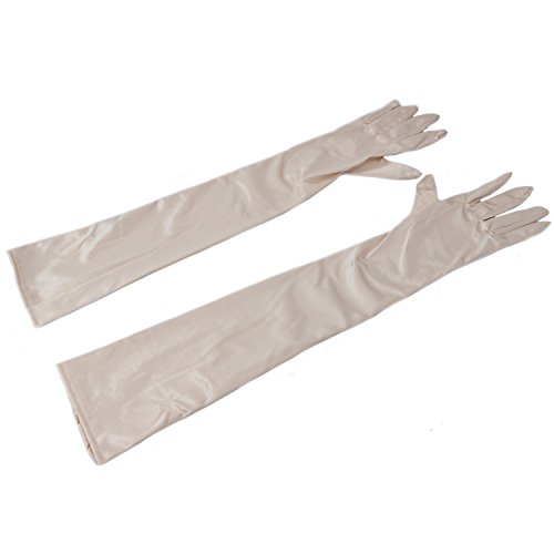 MEISHINE® Braut Ellenbogenlange Handschuhe Damen Frauen Lange Satin Stretch Handschuhe für Hochzeit Abendveranstaltung (Beige) von MEISHINE