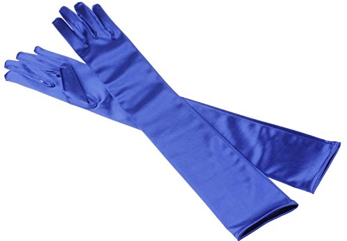 MEISHINE® Braut Ellenbogenlange Handschuhe Damen Frauen Lange Satin Stretch Handschuhe für Hochzeit Abendveranstaltung (Blau) von MEISHINE
