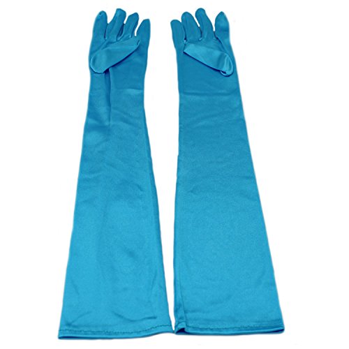 MEISHINE® Braut Ellenbogenlange Handschuhe Damen Frauen Lange Satin Stretch Handschuhe für Hochzeit Abendveranstaltung (Hell Blau) von MEISHINE