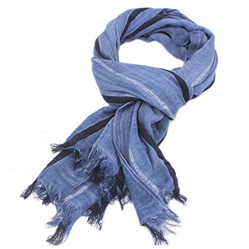 MEISHINE 190 * 90cm Herbst Winter Herren Baumwolle Gemischt Schal Mode Drucken Schal Herren Halstuch Basic Scarf (Hell Blau) von MEISHINE