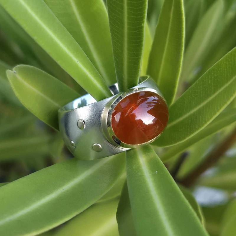 Mandaringranat Ring in 585 Sattgold Und 925 Silber von MEISTERGOLDSCHMIEDE