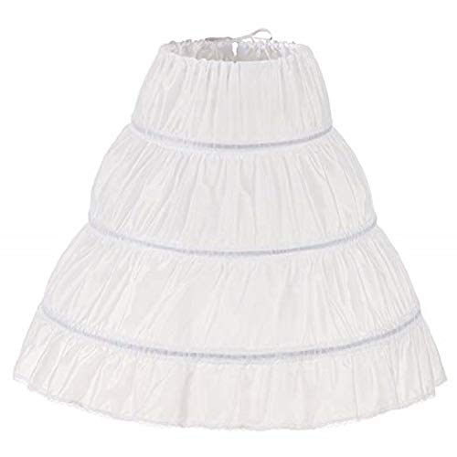 MEITEMEI Kinder Reifrock A Linie 3 Ringe Petticoat Unterrock Mädchen Lang Prinzessin Kleid Halb Slip (2-6 Yrs,Length 21.65", Weiß) von METEMEI
