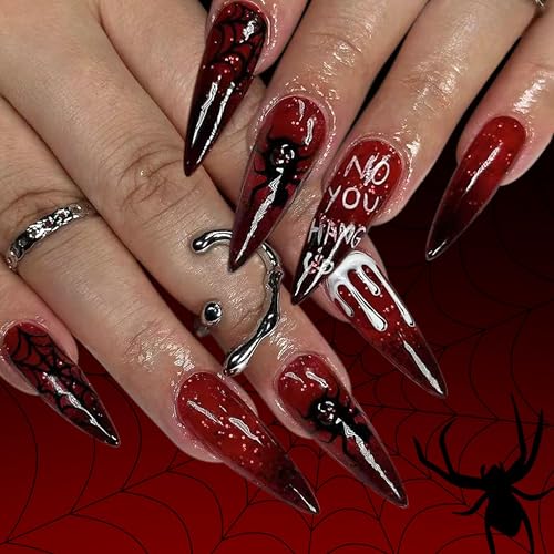 24 Stück Künstliche Fingernägel für Halloween Kunstnägel, Kreative, French Fake Nails Fingernägel zum Aufkleben Kurz Acryl Full Cover für Frauen Mädchen Nail Art DIY Weiß French von MEITREND