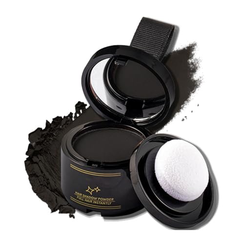 Ansatzpuder - Haarpuder Männer und Frauen, Langanhaltend Haaransatz Puder, Wasserfestes Haar Concealer zur Haarverdichtung Wurzeln, Haar Puder für Haaransatz Kaschieren und Wurzel (Schwarz) von MEITREND