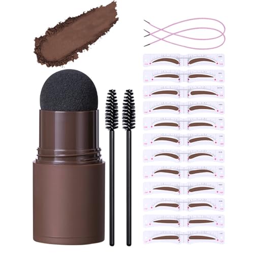 Augenbrauenpuder Stempel Set - Wasserfestes Und Lang Anhaltendes Augenbrauenfarbe Puder Makeup Mit 12 Augenbrauen Schablonen - Schnelles Formen Und Färben, Geeignet Für Anfänger von MEITREND