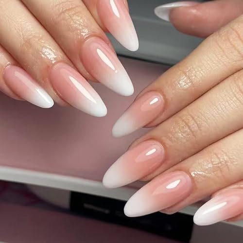 French Press On Nails, 24 Stück Matte Gradient Nägel Zum Aufkleben Kurz, Full Cover Nageltip Tips für Gelnägel, Künstliche Nägel, Fingernägel Fake Nails für Frauen Mädchen von MEITREND