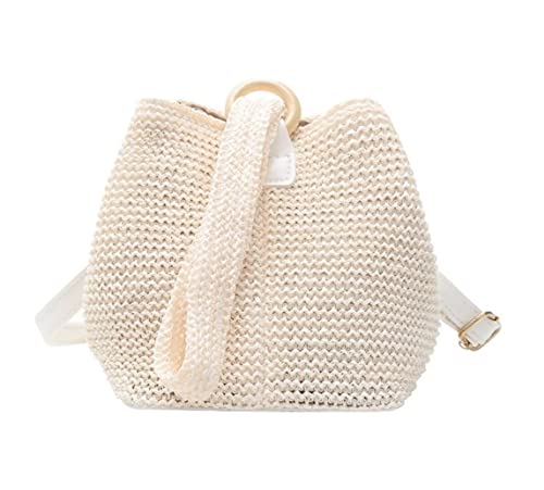 MEIZHITU Korbtaschen Damen Gehäkelte Clutch Handtasche Strohwebung Crossbody Umhängetaschen Handgelenk Abend Geldbörse Tasche Sommer Strandtasche Partytaschen Sommer Strand Geldbörse(Color:B) von MEIZHITU