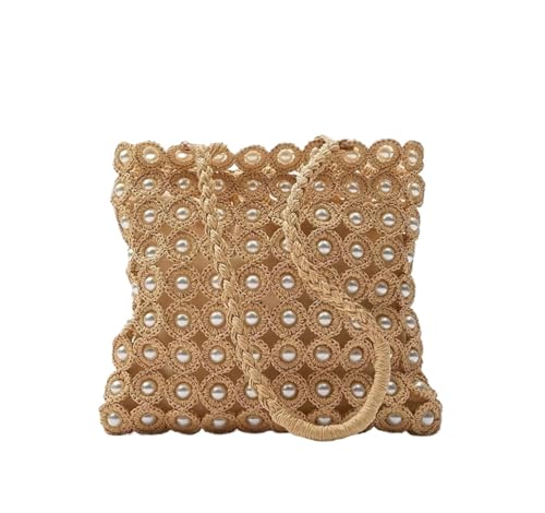MEIZHITU Korbtaschen Damen Sommer Strohtaschen Stroh Gewebte Perlen Umhängetaschen Frauen Gewebte Handtaschen Sommer Strand Geldbörse von MEIZHITU