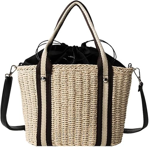 MEIZHITU Korbtaschen Damen Stroh Gewebte Handtaschen Große Kapazität Umhängetasche Für Frauen Sommer Umhängetaschen Lady Travel Beach Tote Bag Sommer Strand Geldbörse von MEIZHITU