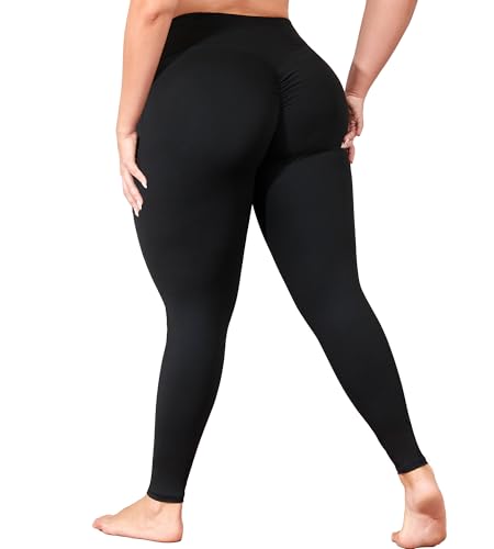 MEJING Leggings zum Anheben des Pos in Übergröße mit Taschen für Damen, L-5XL, Yogahose, Bauchkontrolle, hohe Taille, Workout-Leggings, Schwarz, X-Large Mehr von MEJING