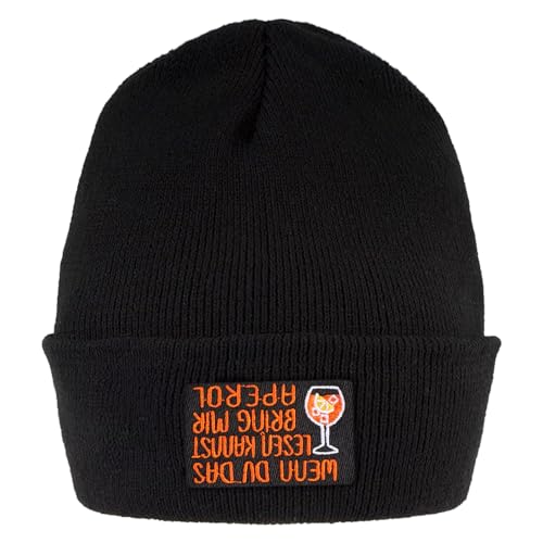 MEJOSER Aperol Geschenk Beanie Mütze Schwarz Strickmütze Wintermütze Frühling Winter Herbst Accessories für Herren Junge Damen Lustige mit Sprüche von MEJOSER
