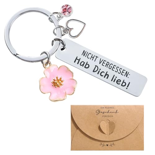 MEJOSER Geschenke für Frauen Beste Freundin Mutmacher Geschenk Schlüsselanhänger mit Gravur Gute Besserung Geschenke Mama Schwester Kollegin Geburtstagsgeschenk Hab Dich Lieb (Lieb) von MEJOSER