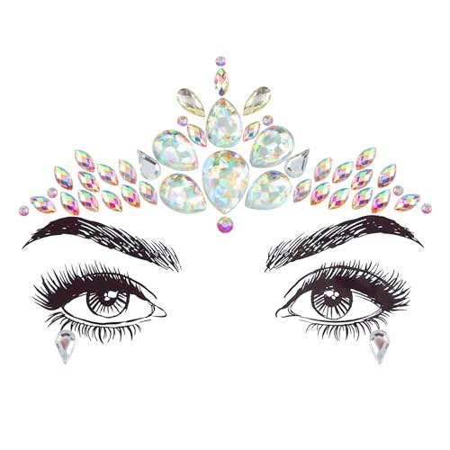 MEJOSER Glitzersteine Gesicht, Strasssteine Glitzersteine Selbstklebend Gesicht, Glitzer Gesicht Schmucksteine, Accessoires Aufkleber Temporäre Tattoos für Festival Karneval Halloween Maskerade von MEJOSER