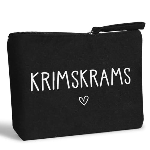MEJOSER Krimskrams Kosmetiktasche Klein Schwarz Kulturtasche Schminktasche Kulturbeutel Kleine Make Up Tasche mit Spruch Organizer für Damen Mädchen Reise Geldbeutel von MEJOSER