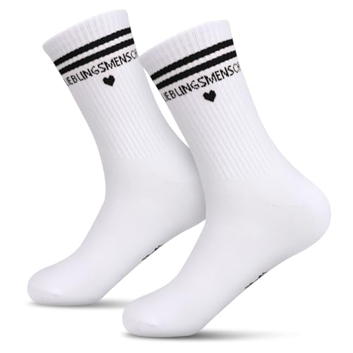 MEJOSER Lieblingsmensch Geschenk Socken 36-41 mit Herz Geschenke für Freundin Partner Frauen Geburtstag Valentinstag Herzenmensch Beste Freundin Geschenkideen Tennissocken von MEJOSER