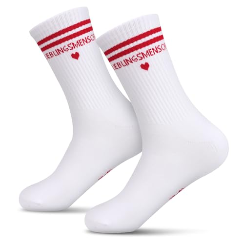 MEJOSER Lieblingsmensch Geschenk Socken 36-41 mit Herz Rot Geschenke für Freundin Partner Frauen Geburtstag Valentinstag Weihnachten Herzenmensch Beste Freundin Kollegin Geschenkideen von MEJOSER
