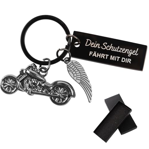 MEJOSER Geschenk für Männer Schlüsselanhänger Motorrad Auto Schutzengel Fahr Vorsichtig Glücksbringer Anhänger Drive Safe Führerschein Bestanden Geschenke für Männer Frauen Papa Motorradfahrer von MEJOSER