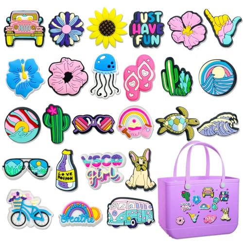 MEKLITRZ 25er-Pack Sommer-Anhänger for Bogg Bag – Must-Have-Anhänger Strandtaschen-Accessoires, DIY-Dekorationen Mit Strandmotiven Schuhe, Taschen, Abnehmbare Kinder Und Erwachsene von MEKLITRZ