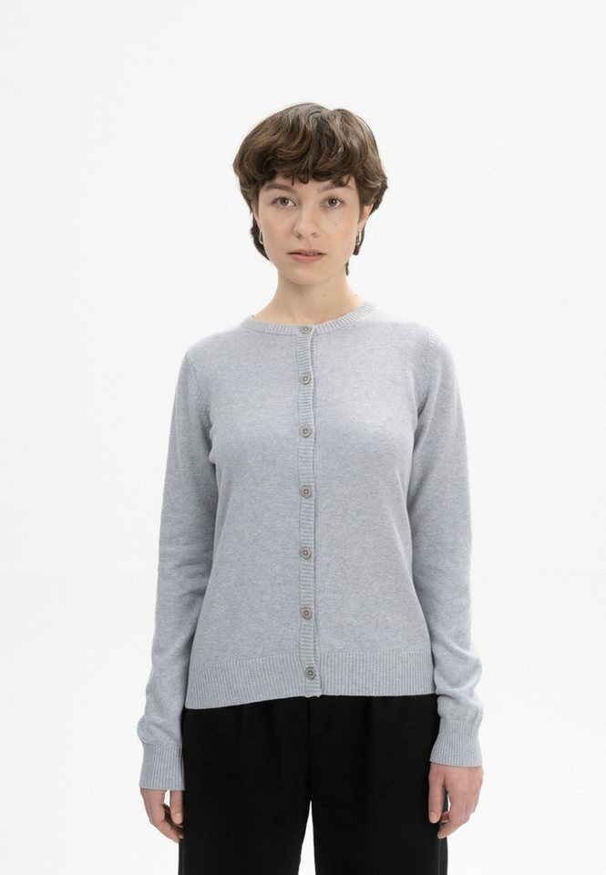 MELA Cardigan Feinstrick Cardigan Style NAMEEN Breite gerippte Struktur an Kragen und Knopfleiste von MELA