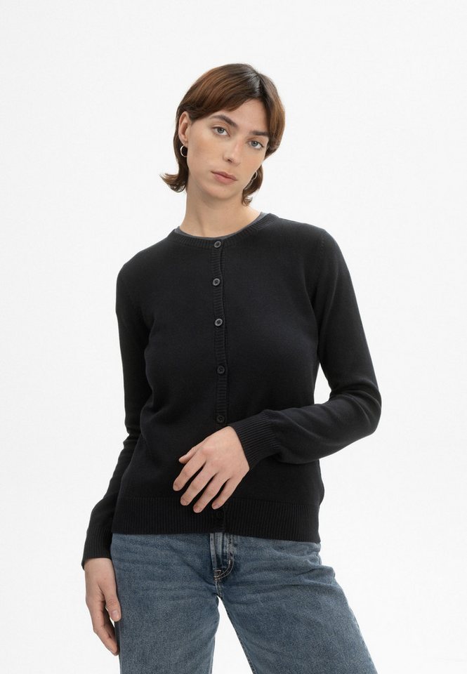 MELA Cardigan Feinstrick Cardigan Style NAMEEN Breite gerippte Struktur an Kragen und Knopfleiste von MELA