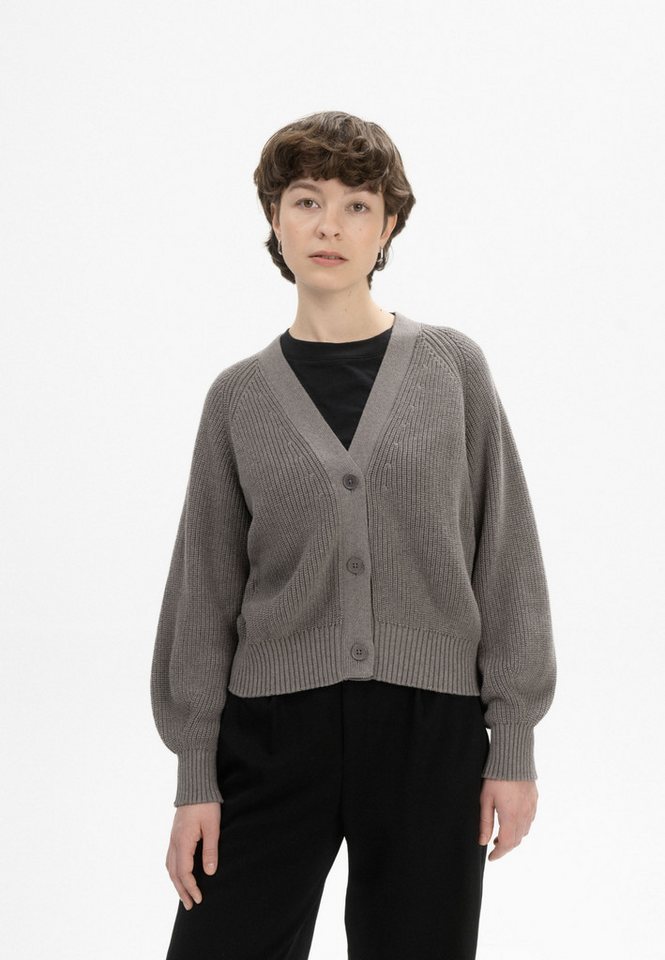 MELA Cardigan Rippstrick Cardigan Style BHUMA Gerippte Bündchen und gerippter Saum von MELA