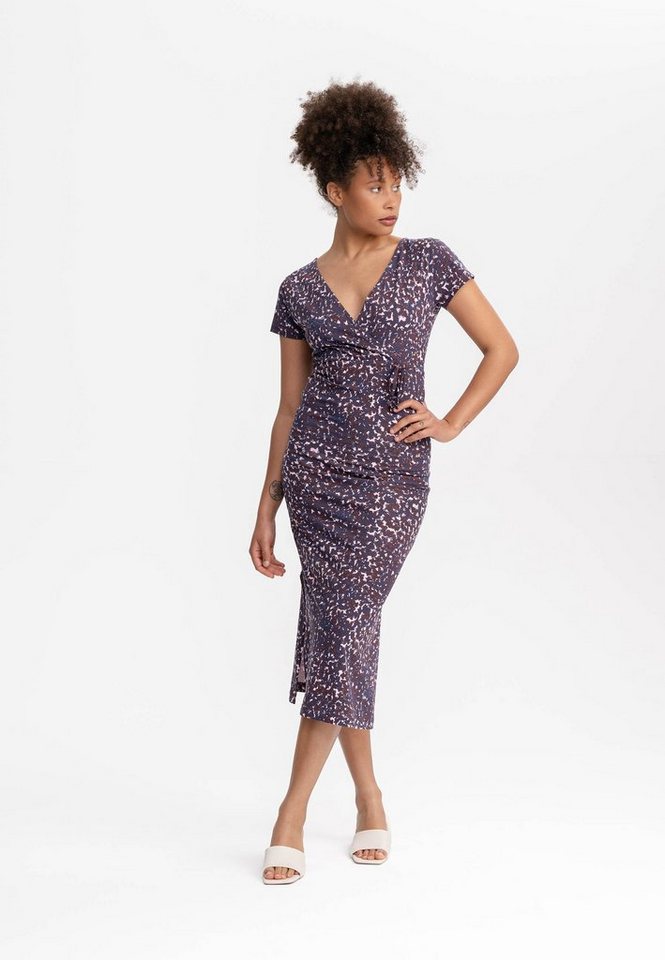 MELA Jerseykleid V-Neck Kleid lang SHREOSHI Bindegürtel von MELA