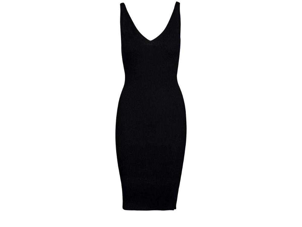 MELA Jerseykleid MELA Bio-Damen-Midi-Strickkleid 'DIJA' mit V-Aussc von MELA