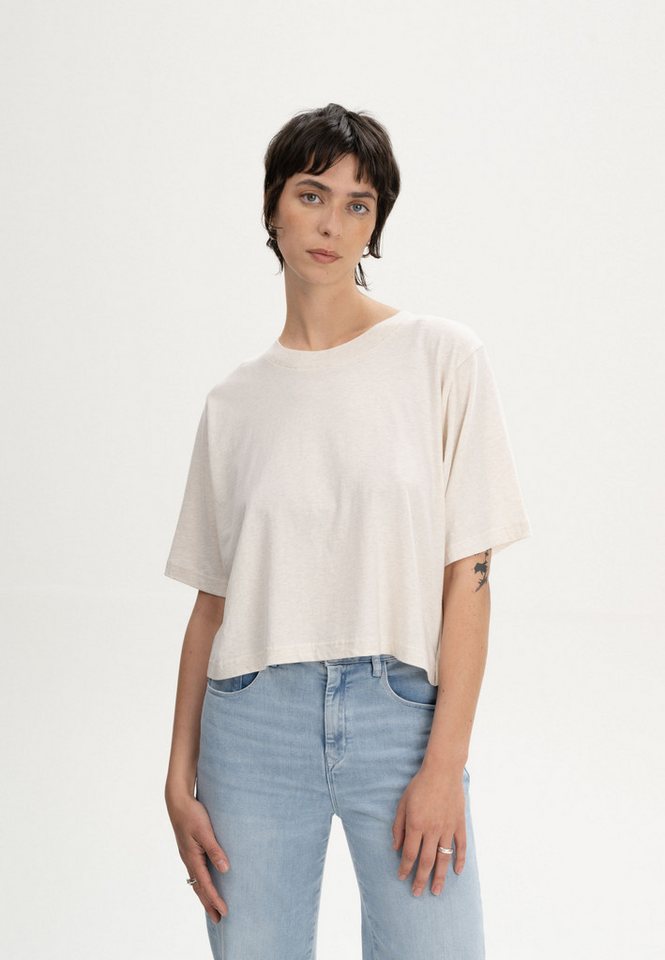 MELA Kurzarmshirt Cropped T-Shirt Style DESNA Rippbündchen von MELA