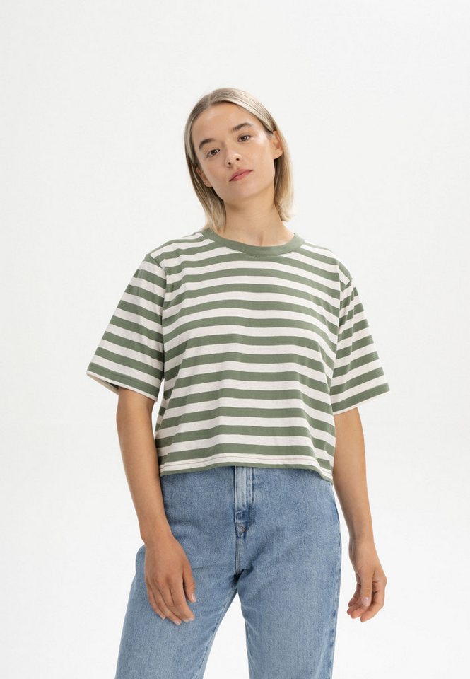 MELA Kurzarmshirt Cropped T-Shirt Style DESNA Stripes Rippbündchen von MELA