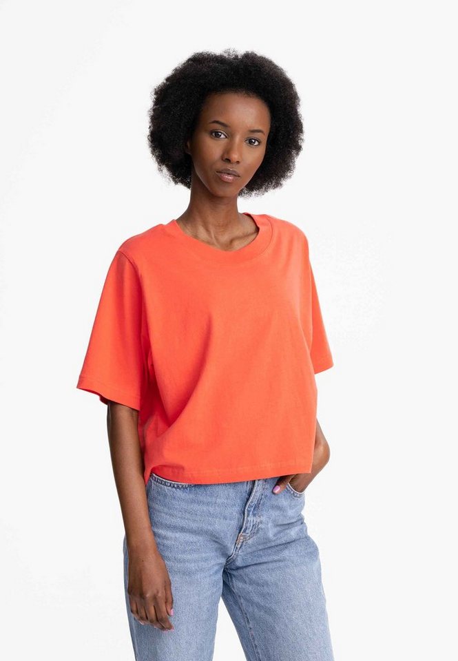 MELA Kurzarmshirt Damen Cropped T-Shirt DESNA Rippbündchen von MELA