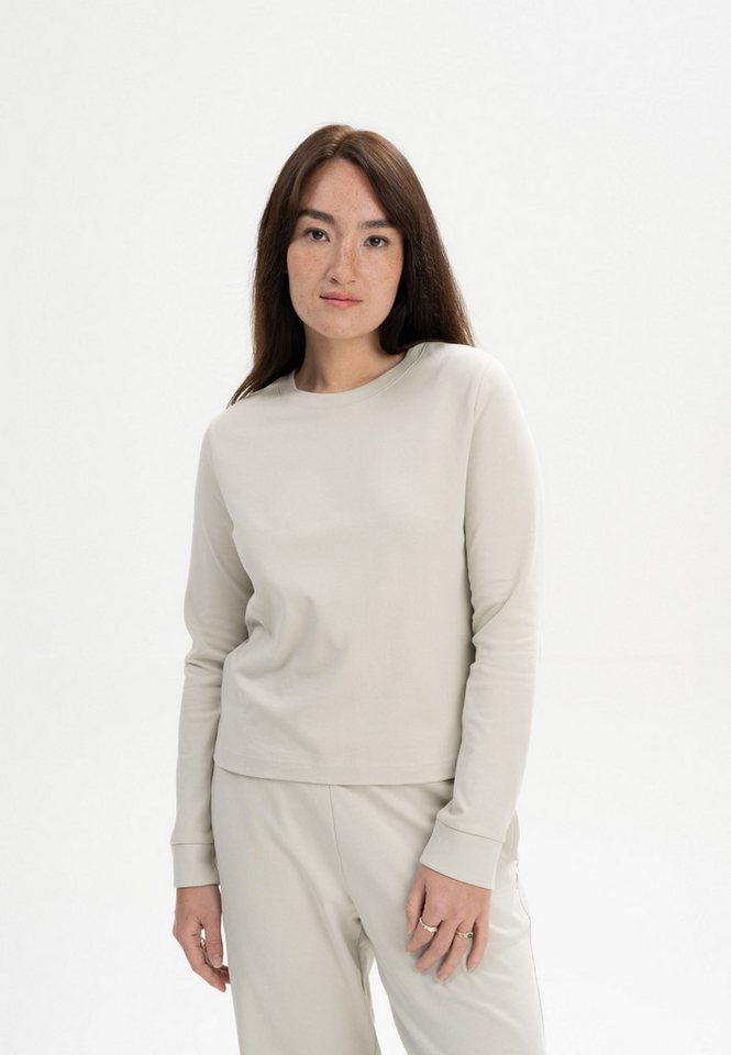 MELA Langarmshirt Damen Langarmshirt schwer AASTHA Gerippter Kragen und gerippte Bündchen von MELA