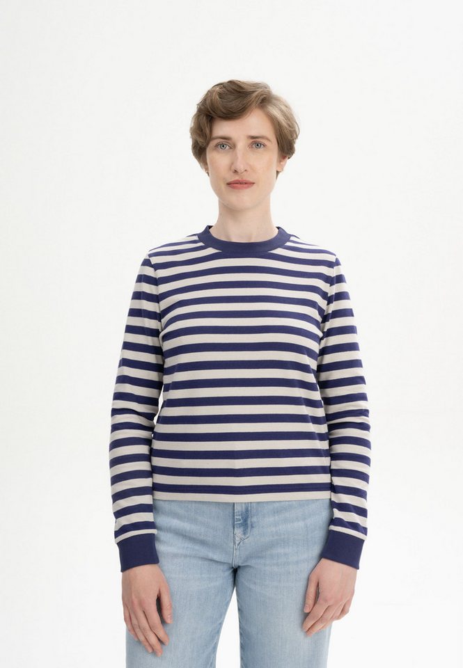 MELA Langarmshirt Damen Langarmshirt schwer AASTHA Gerippter Kragen und gerippte Bündchen von MELA