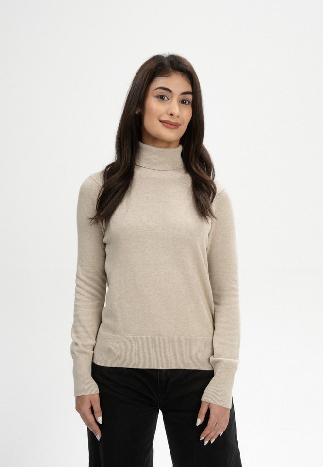 MELA Rollkragenpullover Feinstrick Rollkragenpullover Style MAYURA Gerippter Kragen, Saum und gerippte Bündchen von MELA