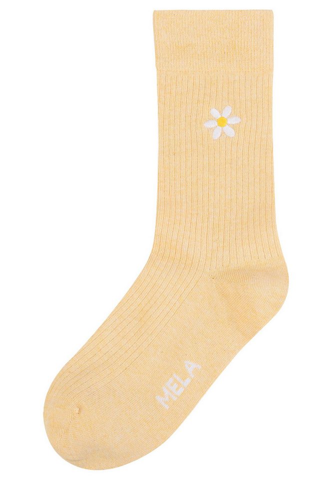 MELA Socken Gerippte Socken Stickerei 1er Pack Ohne Polyester & Polyamid. Das Elasthan ist komplett abbaubar. MELA Socken Gerippte Socken Stickerei 1er Pack Ohne Polyester & Polyamid. Das Elasthan ist komplett abbaubar. von MELA