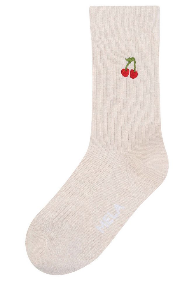 MELA Socken Gerippte Socken Stickerei 1er Pack Ohne Polyester & Polyamid. Das Elasthan ist komplett abbaubar. MELA Socken Gerippte Socken Stickerei 1er Pack Ohne Polyester & Polyamid. Das Elasthan ist komplett abbaubar. von MELA