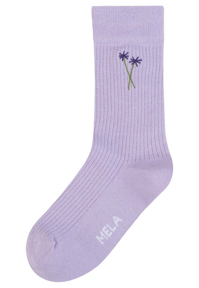 MELA Socken Gerippte Socken Stickerei 1er Pack Ohne Polyester & Polyamid. Das Elasthan ist komplett abbaubar. MELA Socken Gerippte Socken Stickerei 1er Pack Ohne Polyester & Polyamid. Das Elasthan ist komplett abbaubar. von MELA