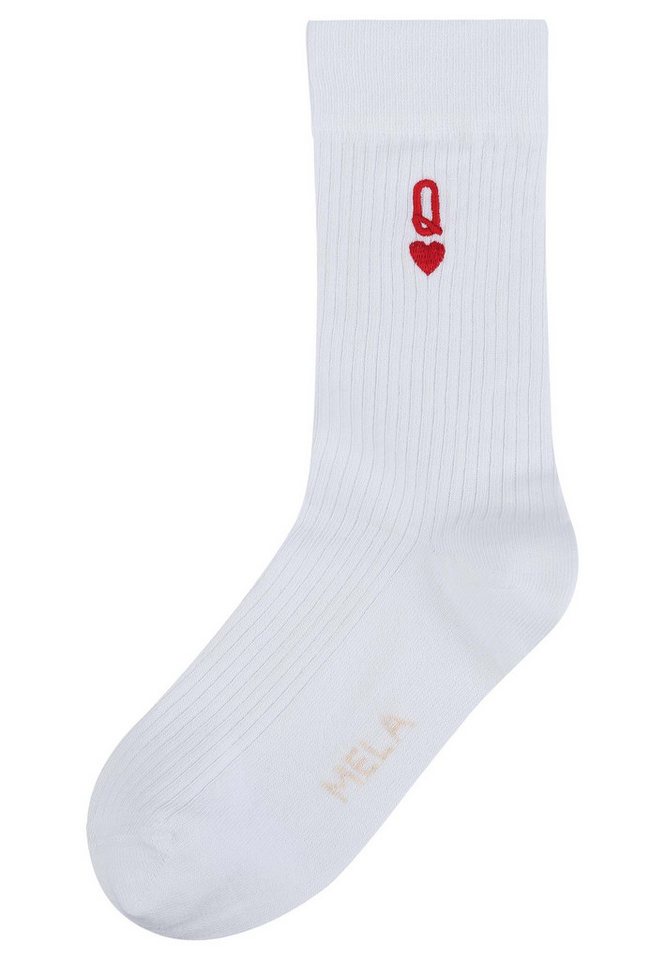 MELA Socken Gerippte Socken Stickerei 1er Pack Ohne Polyester & Polyamid. Das Elasthan ist komplett abbaubar. von MELA