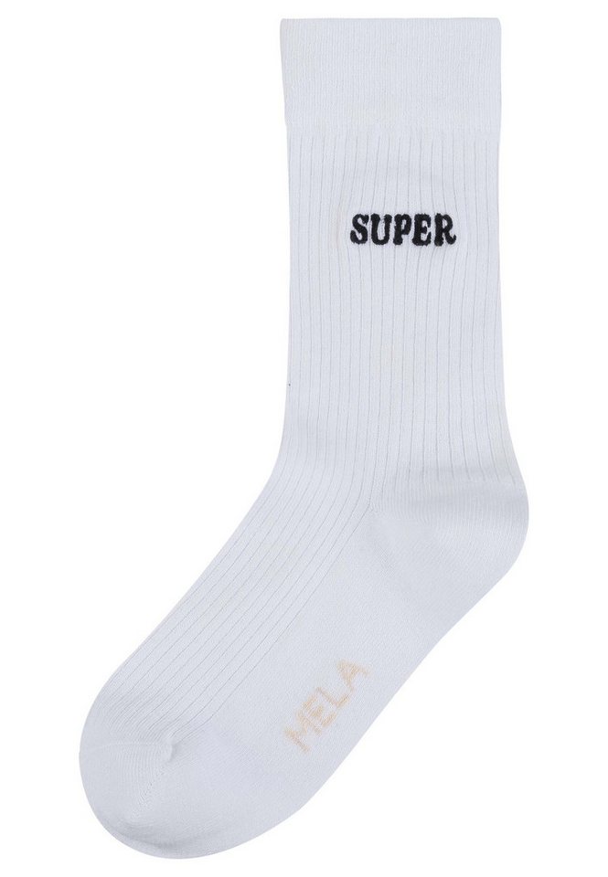 MELA Socken Gerippte Socken Stickerei 1er Pack Ohne Polyester & Polyamid. Das Elasthan ist komplett abbaubar. von MELA