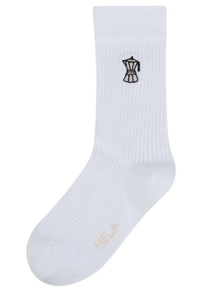 MELA Socken Gerippte Socken Stickerei 1er Pack Ohne Polyester & Polyamid. Das Elasthan ist komplett abbaubar. MELA Socken Gerippte Socken Stickerei 1er Pack Ohne Polyester & Polyamid. Das Elasthan ist komplett abbaubar. von MELA
