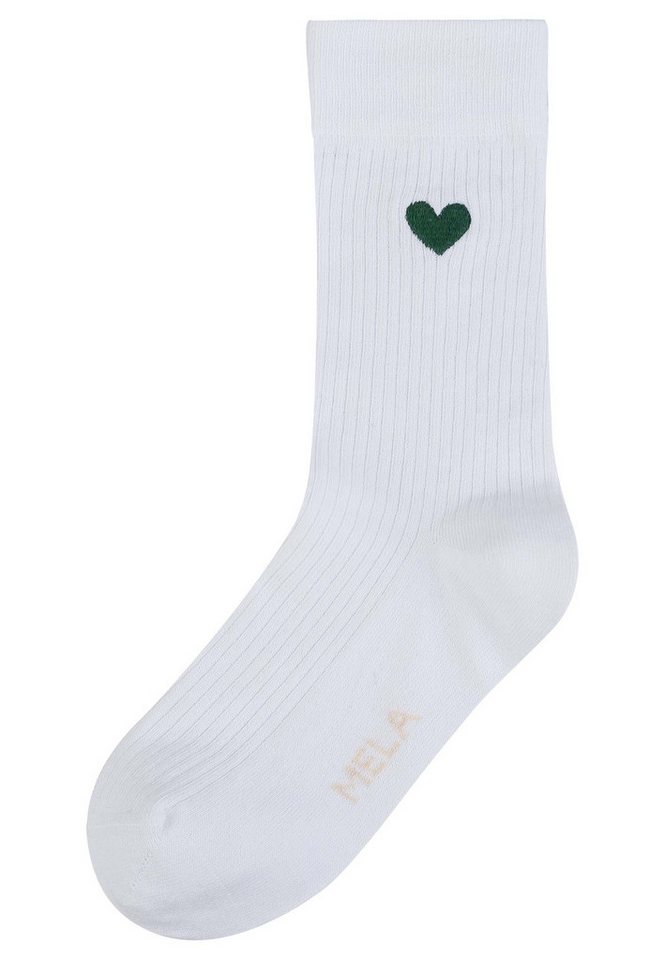 MELA Socken Gerippte Socken Stickerei 1er Pack Ohne Polyester & Polyamid. Das Elasthan ist komplett abbaubar. von MELA