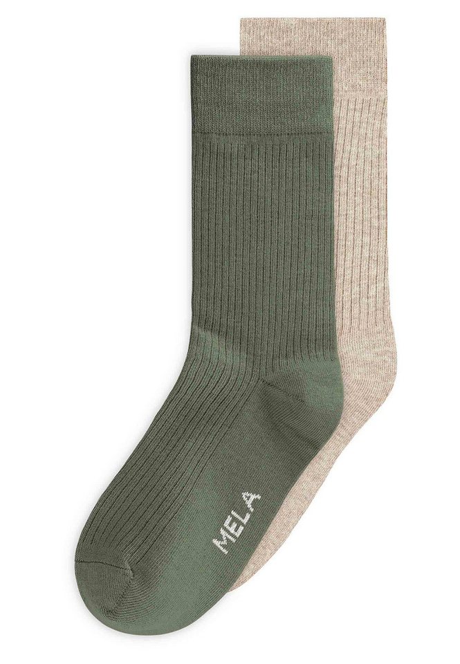 MELA Socken Unisex Gerippte Socken 2 Paare Das Elasthan "Roica" ist abbaubar, ohne Schadstoffe abzugeben von MELA